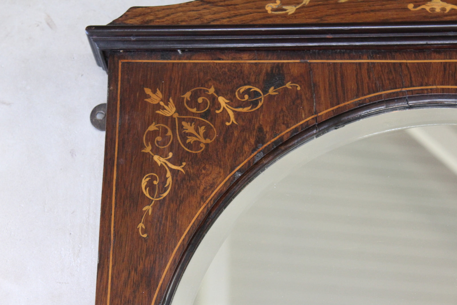 Victorian Rosewood Marquetry Wall Mirror - Kernow Furniture