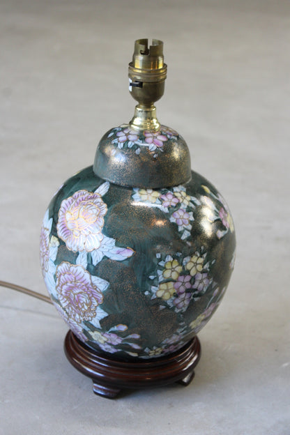 Pair Oriental Floral Table Lamps - Kernow Furniture