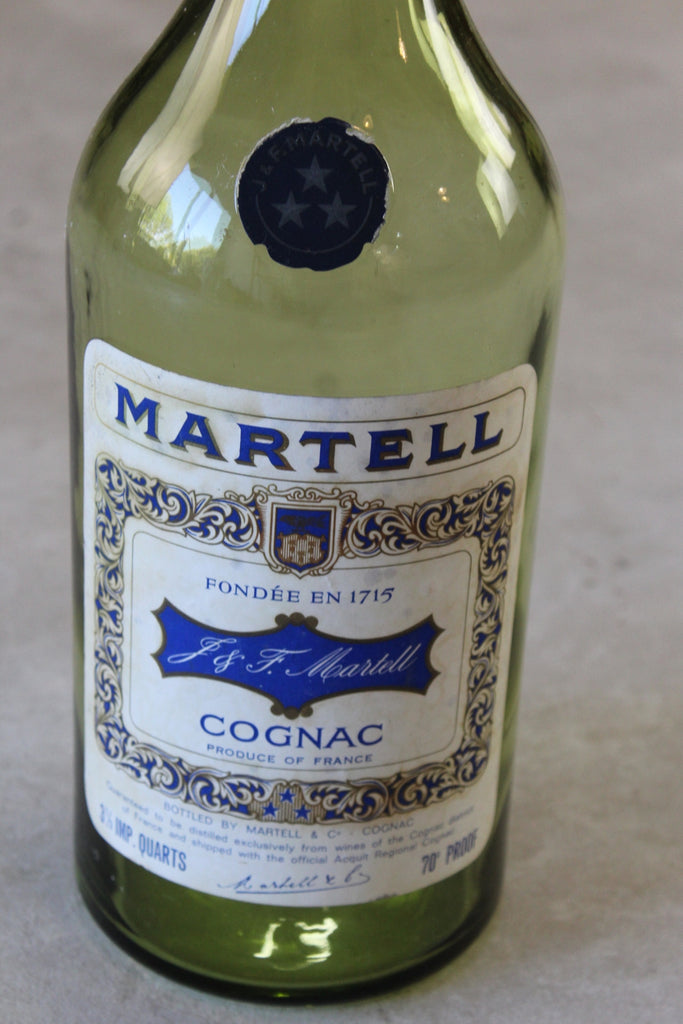 Large Green Glass Martell Cognac Bottle - Kernow Furniture