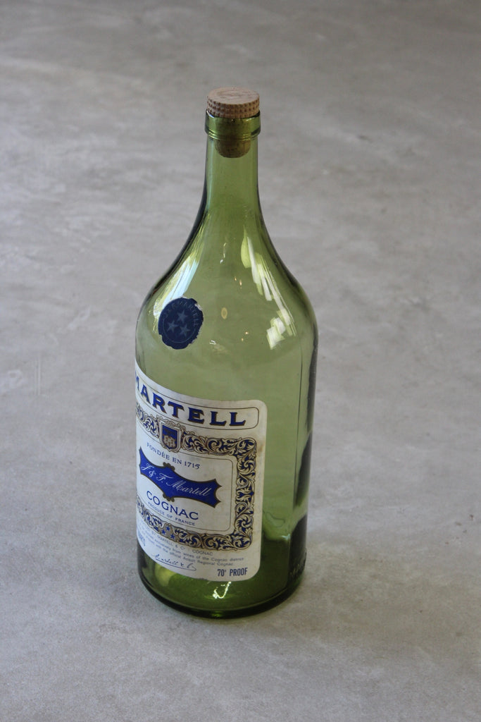 Large Green Glass Martell Cognac Bottle - Kernow Furniture
