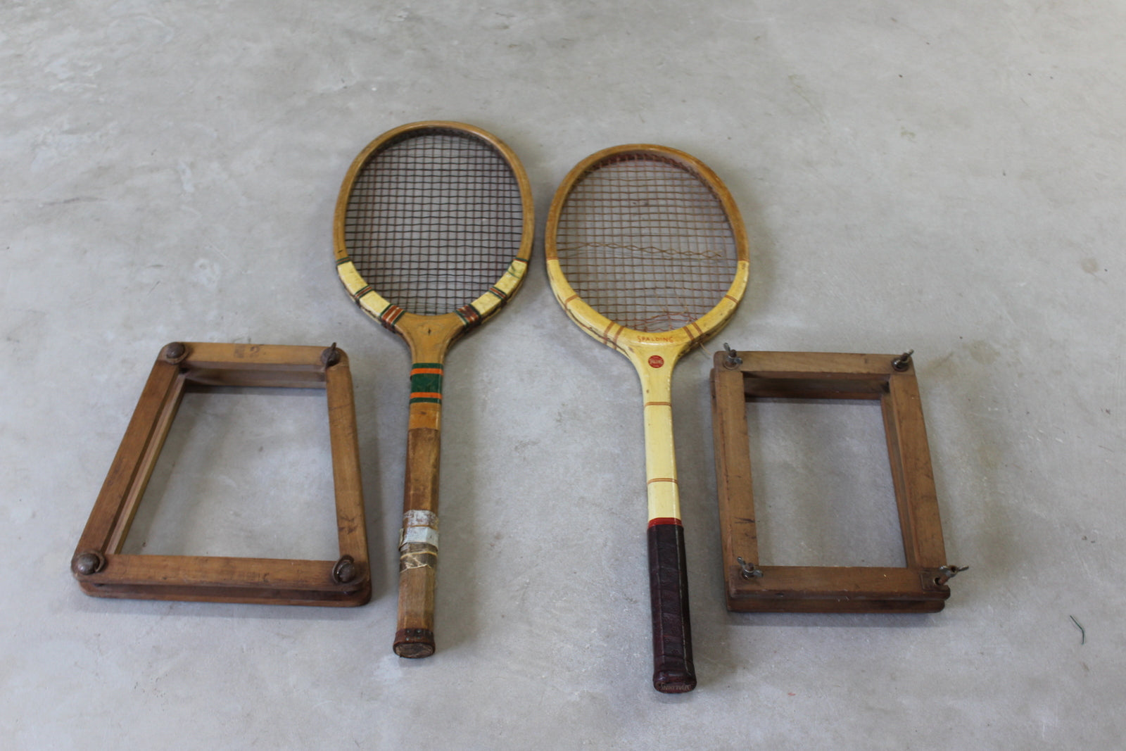 Pair Vintage Wooden Tennis Rackets - Kernow Furniture