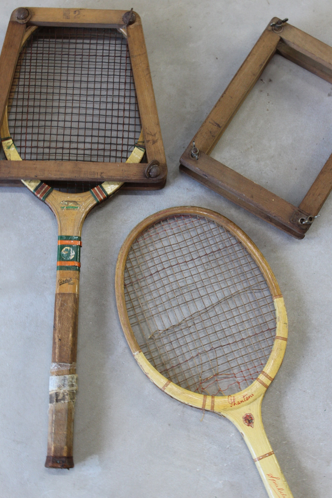 Pair Vintage Wooden Tennis Rackets - Kernow Furniture