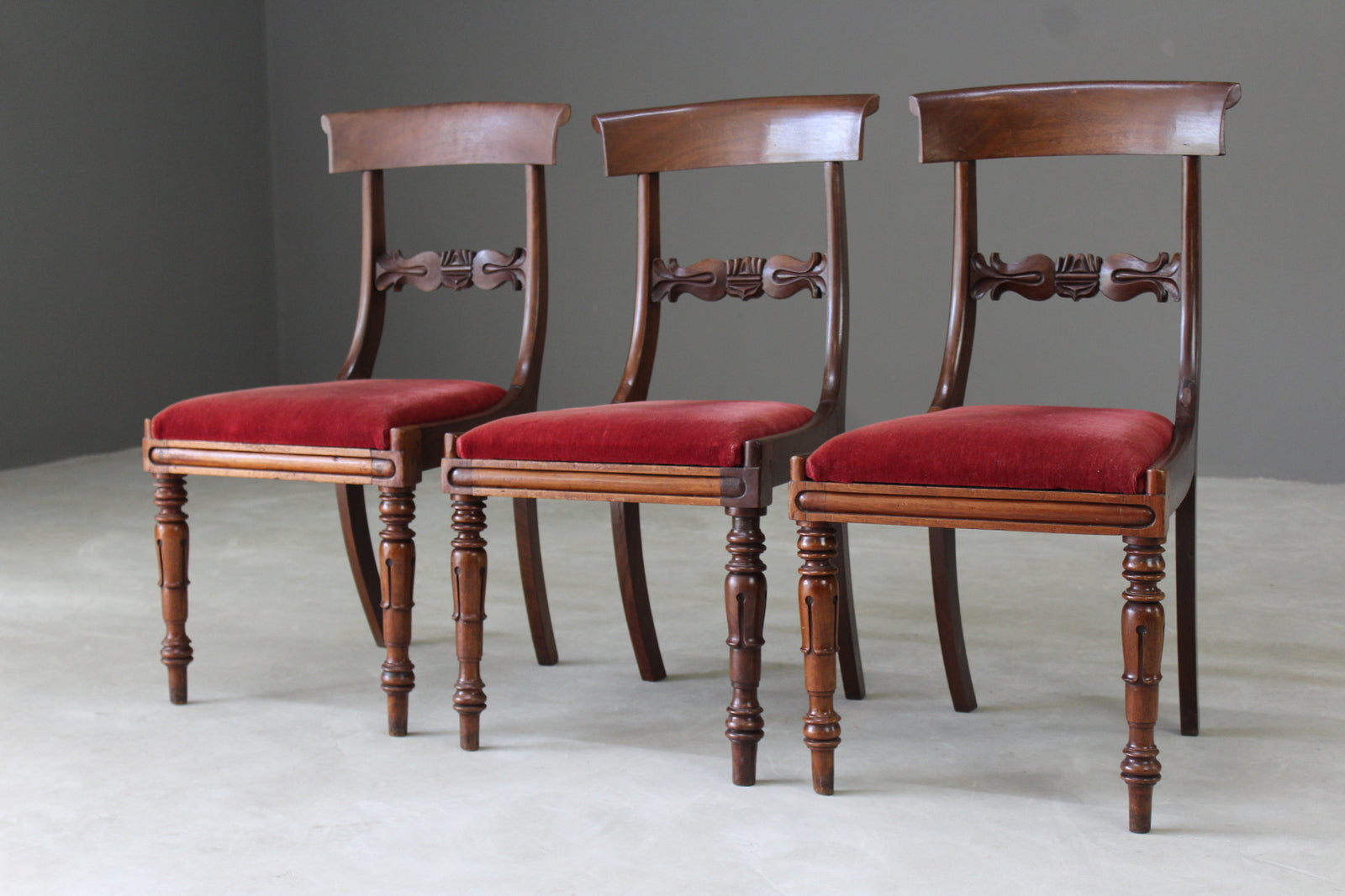 3 Antique Victorian Bar Back Mahogany Dining Chairs - Kernow Furniture