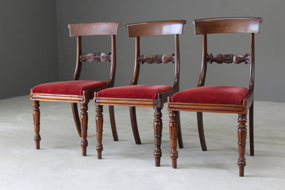 3 Antique Victorian Bar Back Mahogany Dining Chairs - Kernow Furniture