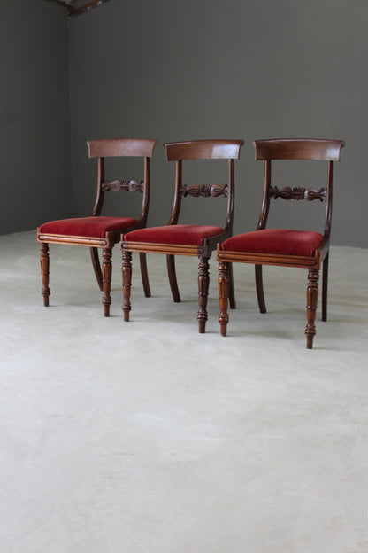 3 Antique Victorian Bar Back Mahogany Dining Chairs - Kernow Furniture