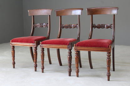 3 Antique Victorian Bar Back Mahogany Dining Chairs - Kernow Furniture