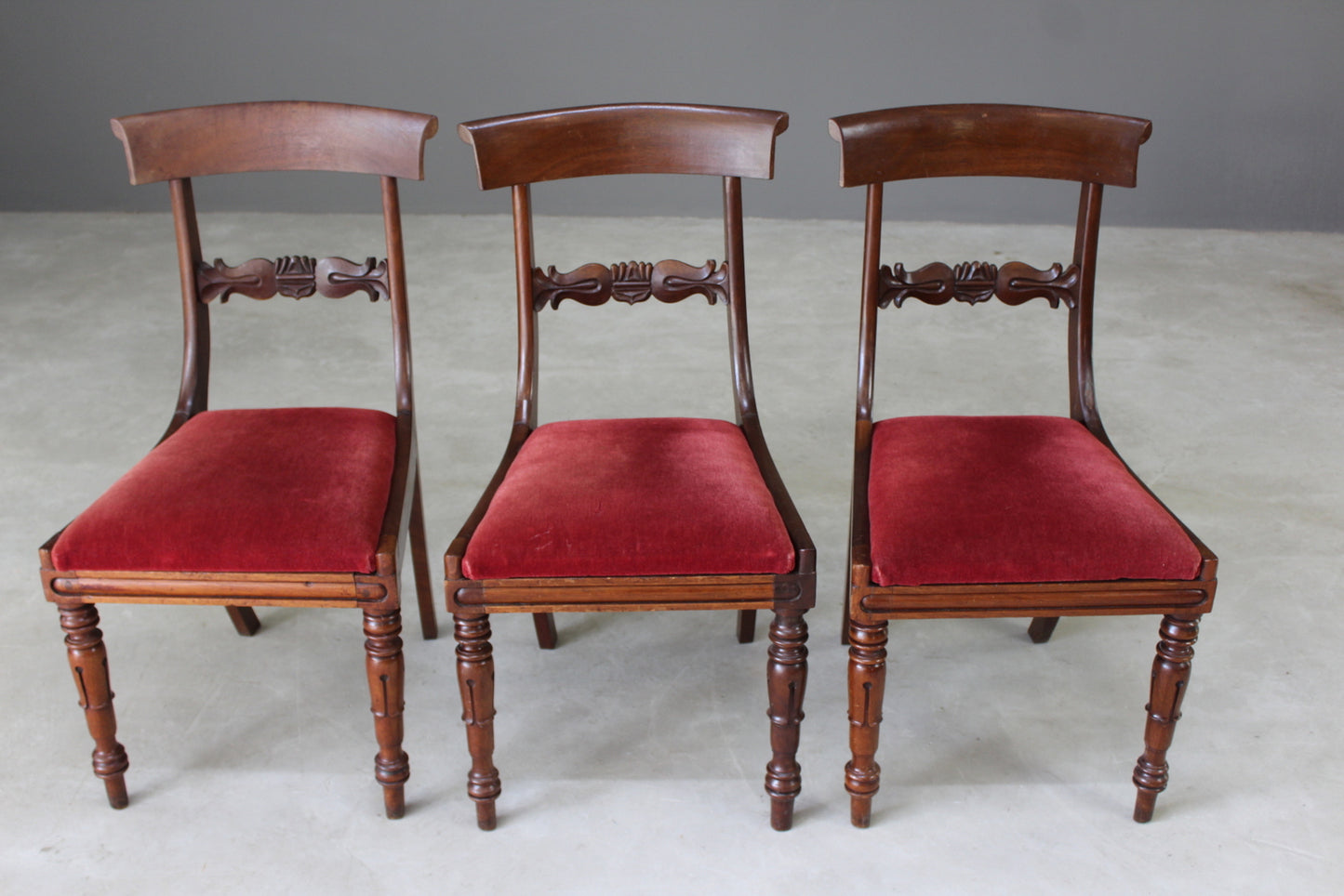 3 Antique Victorian Bar Back Mahogany Dining Chairs - Kernow Furniture