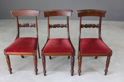 3 Antique Victorian Bar Back Mahogany Dining Chairs - Kernow Furniture