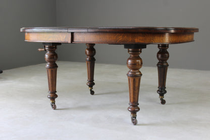 Large Antique Oak Extending Dining Table - Kernow Furniture