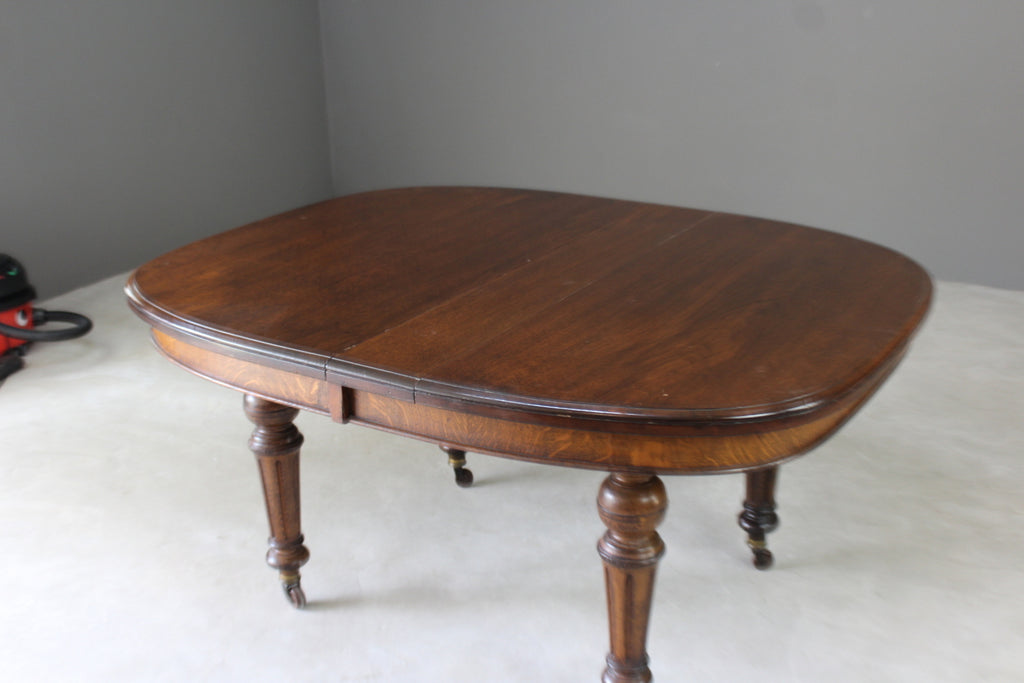 Large Antique Oak Extending Dining Table - Kernow Furniture