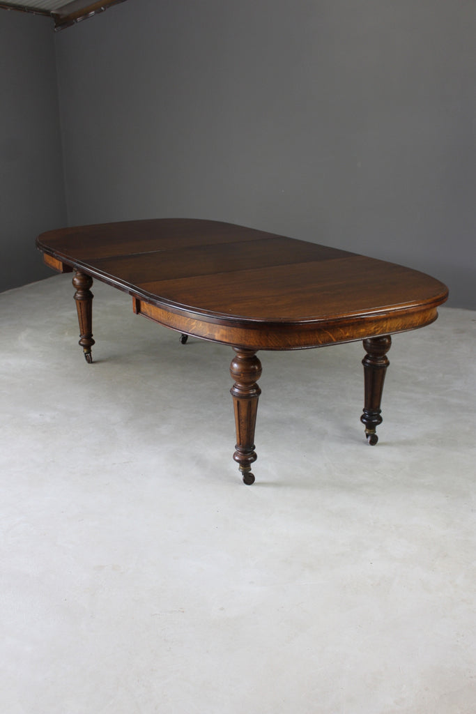 Large Antique Oak Extending Dining Table - Kernow Furniture