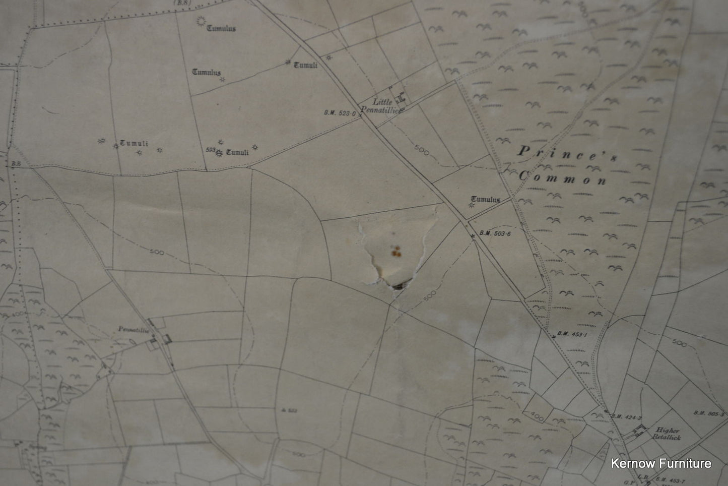 Large Vintage Cornwall Wall Map - Kernow Furniture