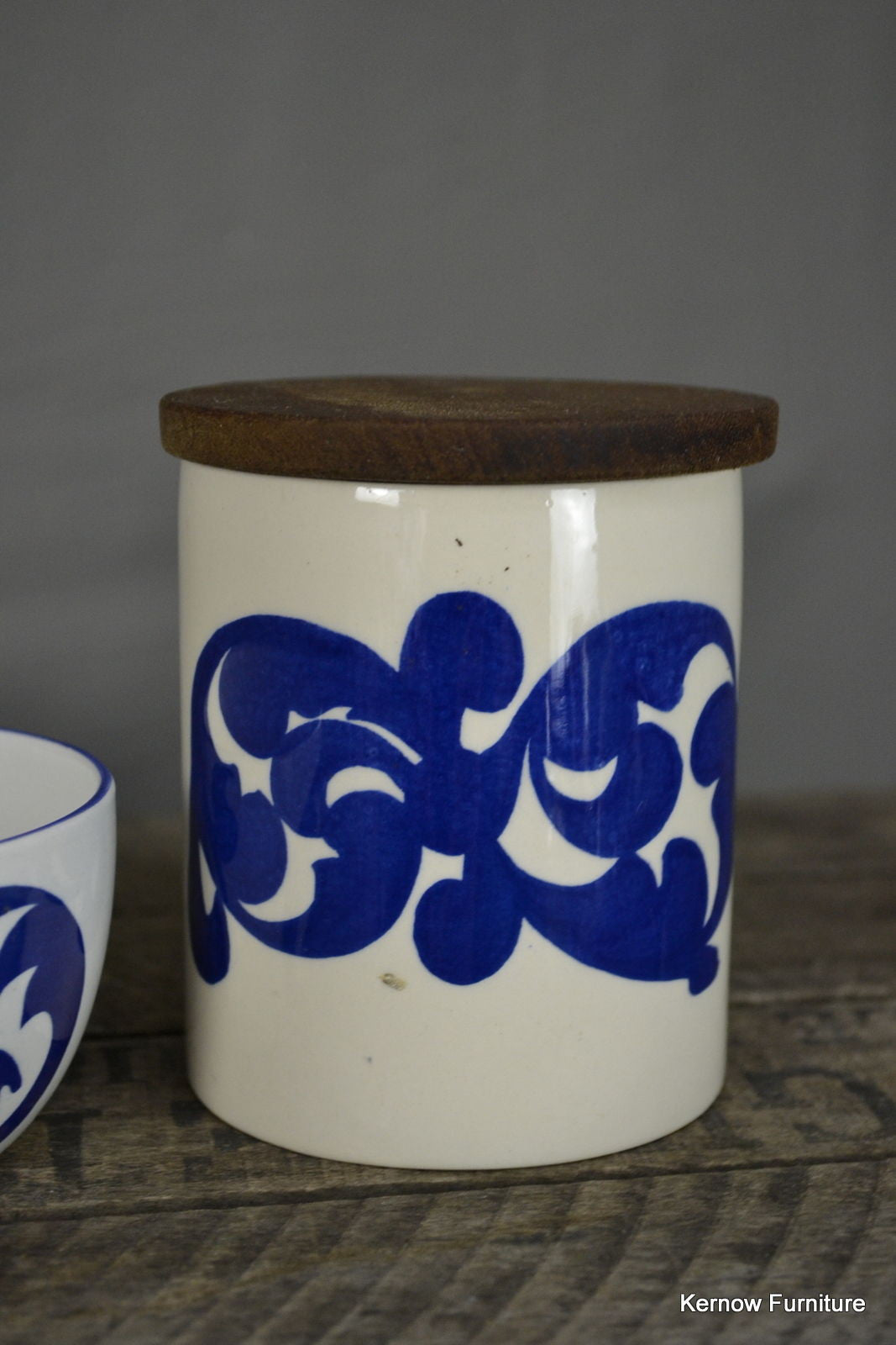 Royal Cauldon Blue Scroll Jar & Sugar Bowl - Kernow Furniture