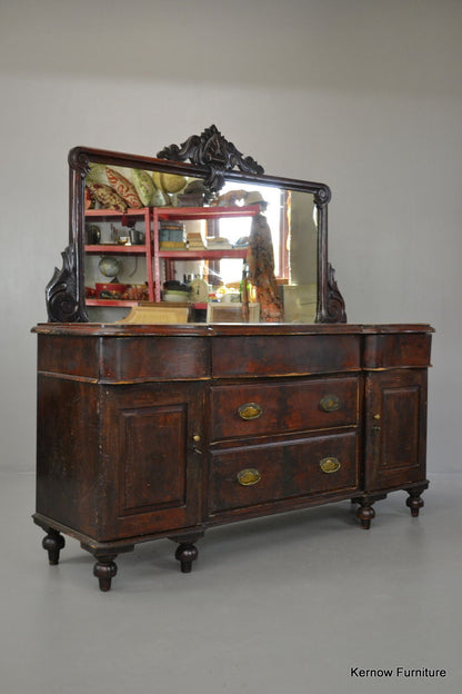 Well Worn Rustic Mahogany Mirror Back Sideboard - Kernow Furniture