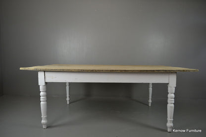 Large Rustic Farmhouse Plank Top Kitchen Dining Table - Kernow Furniture