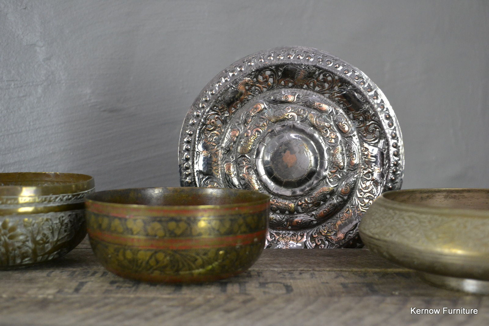 Collection of Eastern Brass Bowls - Kernow Furniture