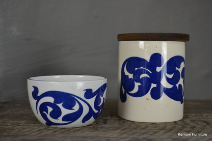 Royal Cauldon Blue Scroll Jar & Sugar Bowl - Kernow Furniture