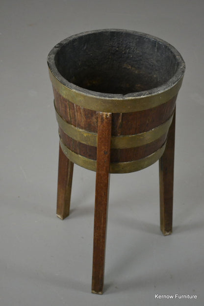 Oak Barrel Plant Stand - Kernow Furniture