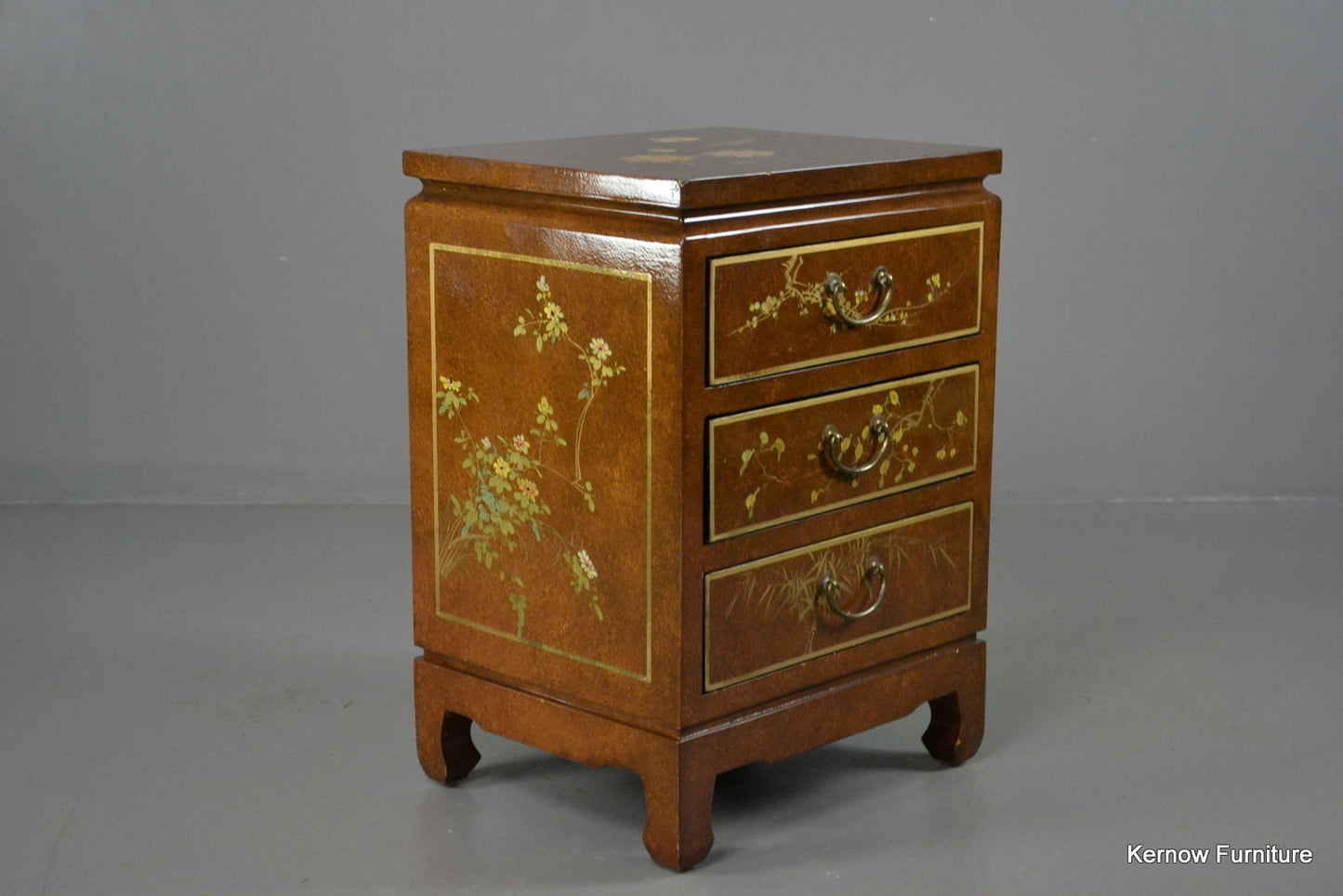 Oriental Lacquered Bedside Cabinet - Kernow Furniture