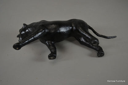 Vintage Black Papier Mache Panther Cat - Kernow Furniture