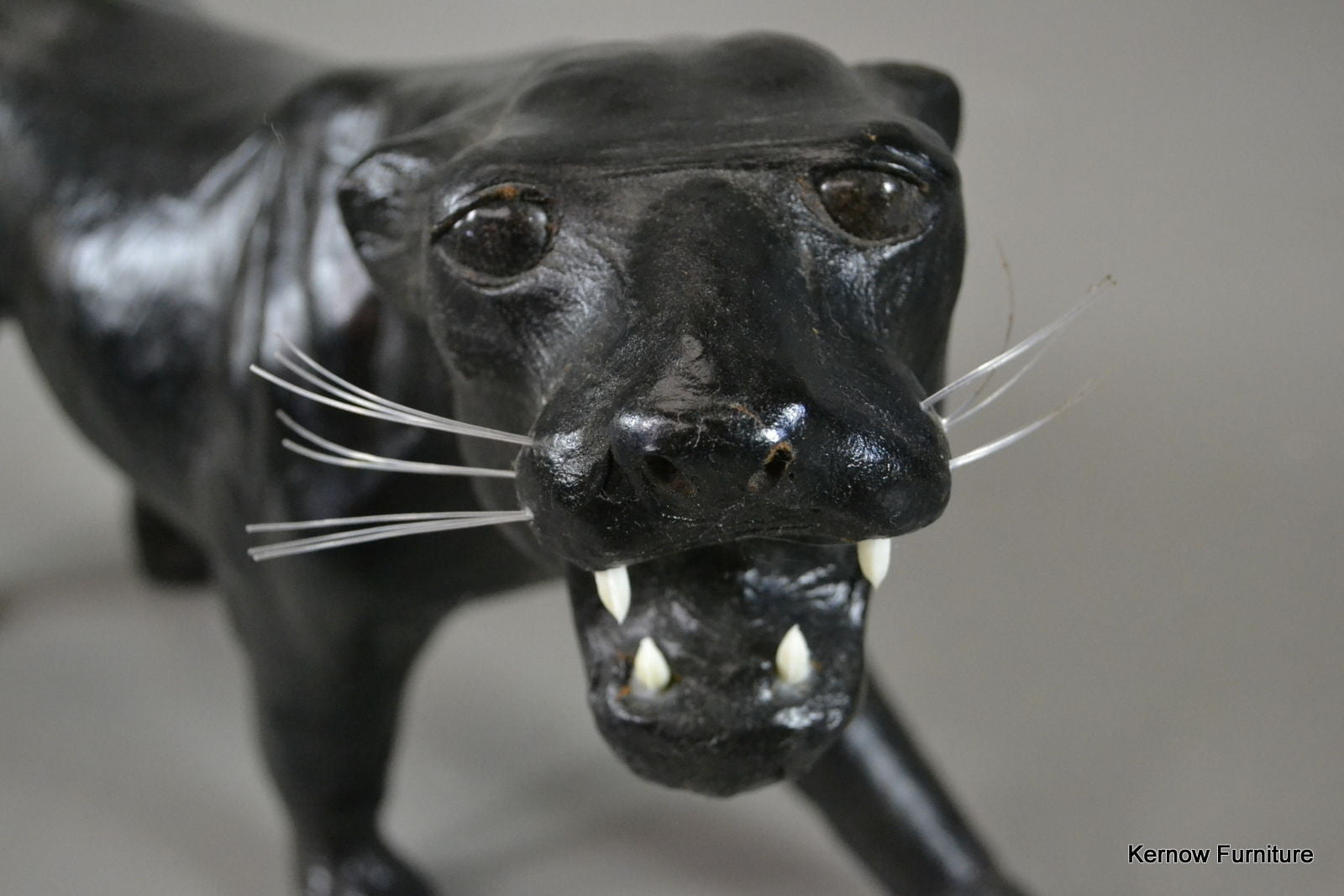 Vintage Black Papier Mache Panther Cat - Kernow Furniture