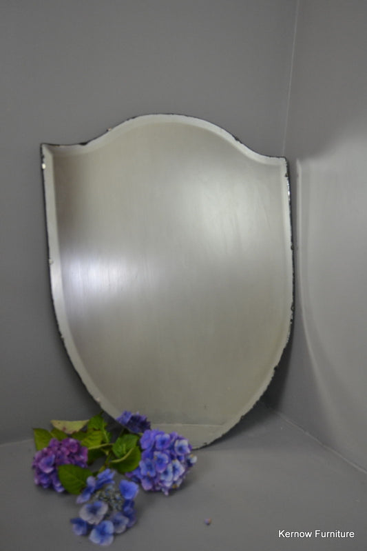 Large Vintage Shield Shape Frameless Wall Mirror - Kernow Furniture