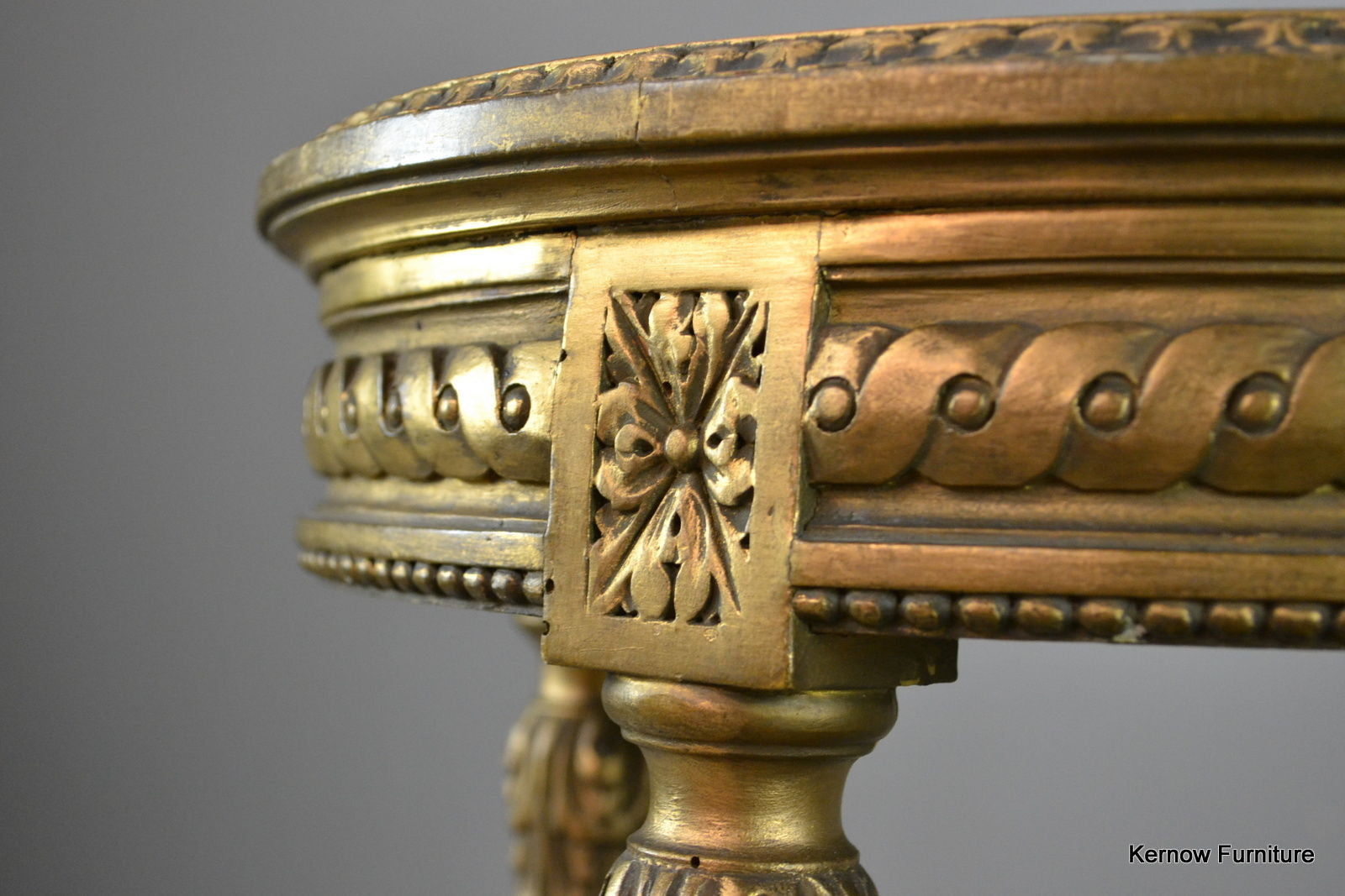 Louis XVI Style Gold & Marble Top Round Side Table - Kernow Furniture