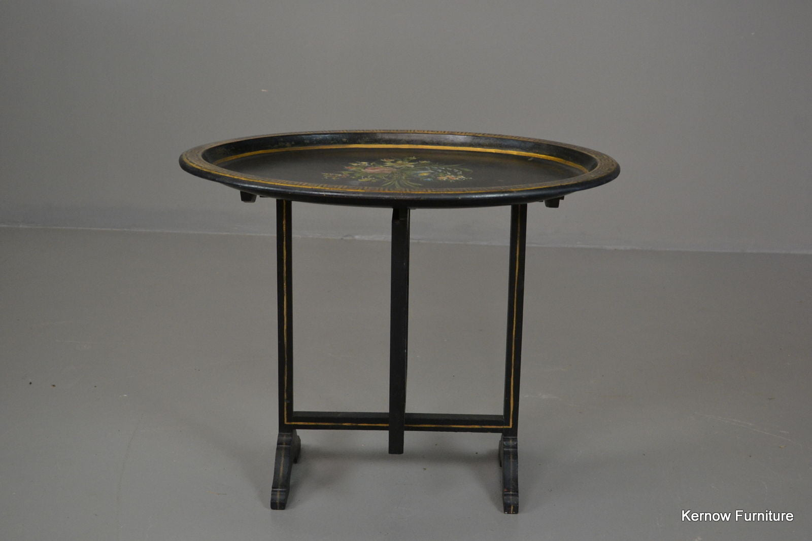 Black & Gold Antique Style Tilt Top Side Table - Kernow Furniture