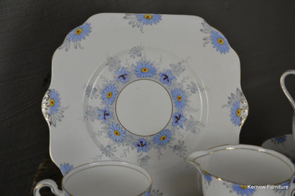 Vintage Pretty Blue & White Gladstone Floral Deco China Tea Set - Kernow Furniture