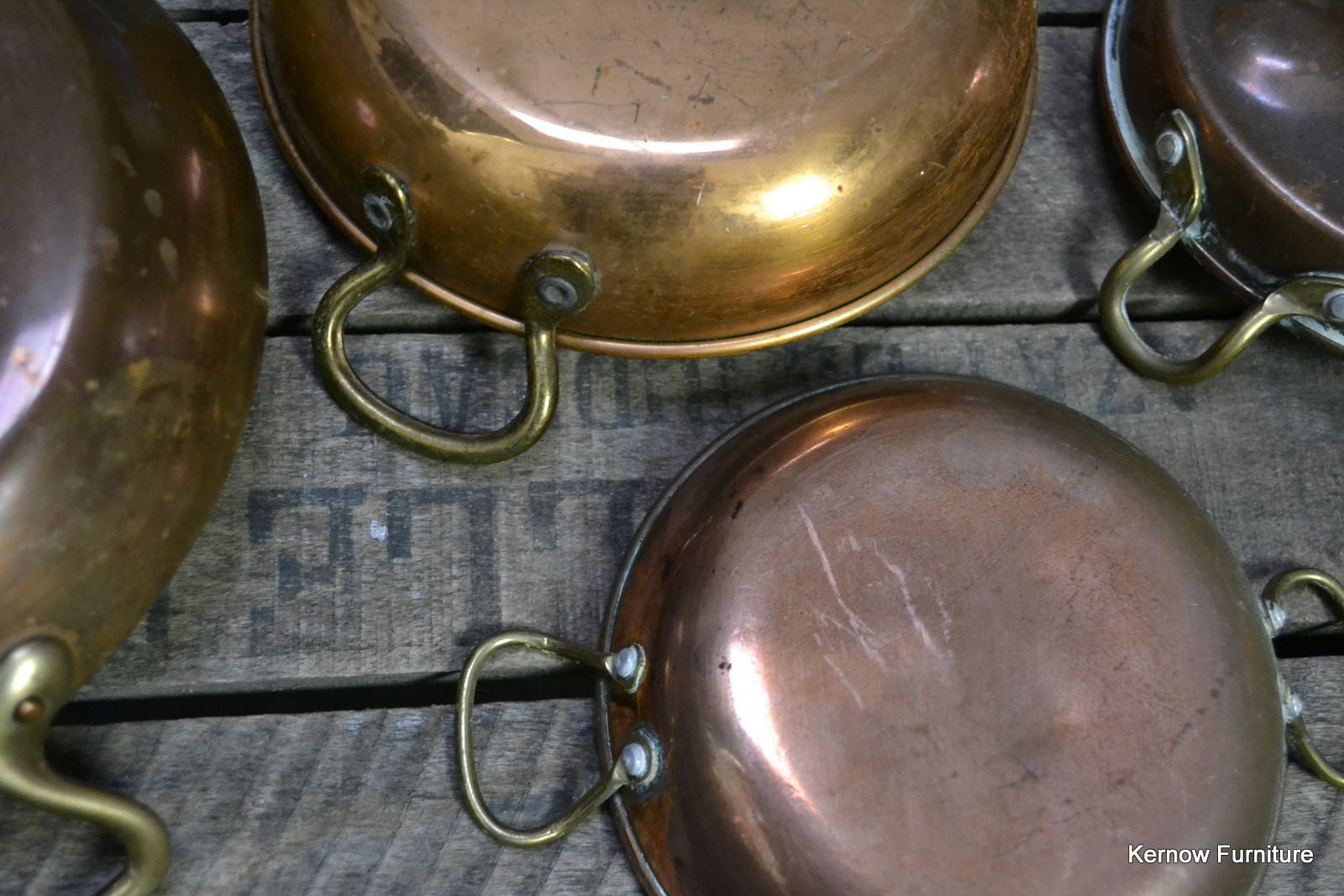 3 Copper Pans & Egg Poacher - Kernow Furniture