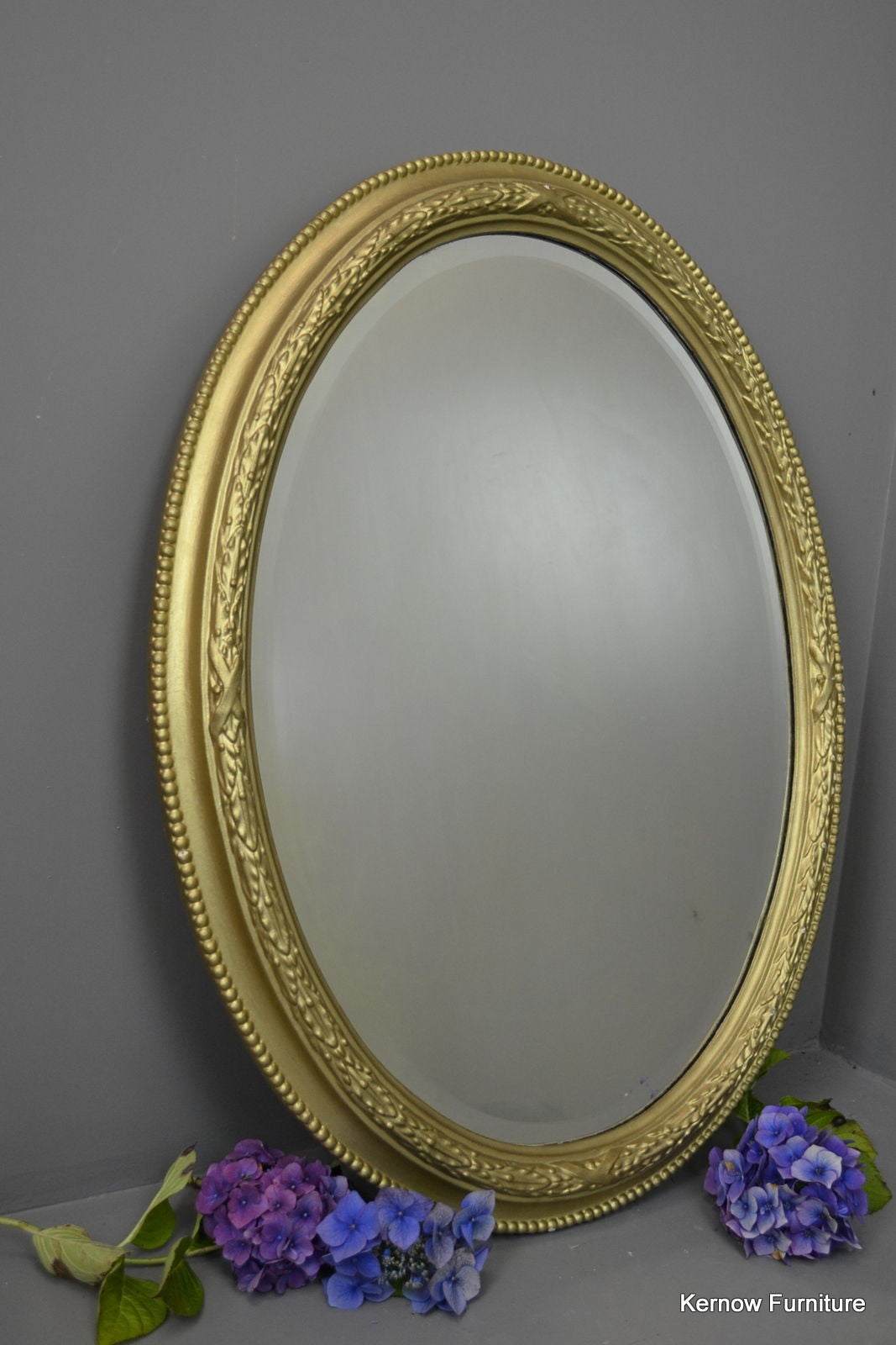 Large Oval Gold Wall Mirror - Kernow Furniture