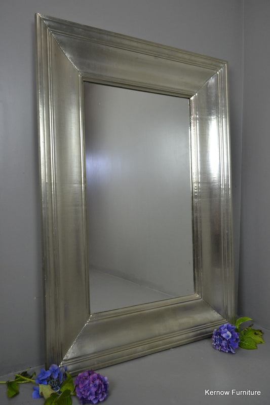 Large White Metal Overmantle Mirror - Kernow Furniture