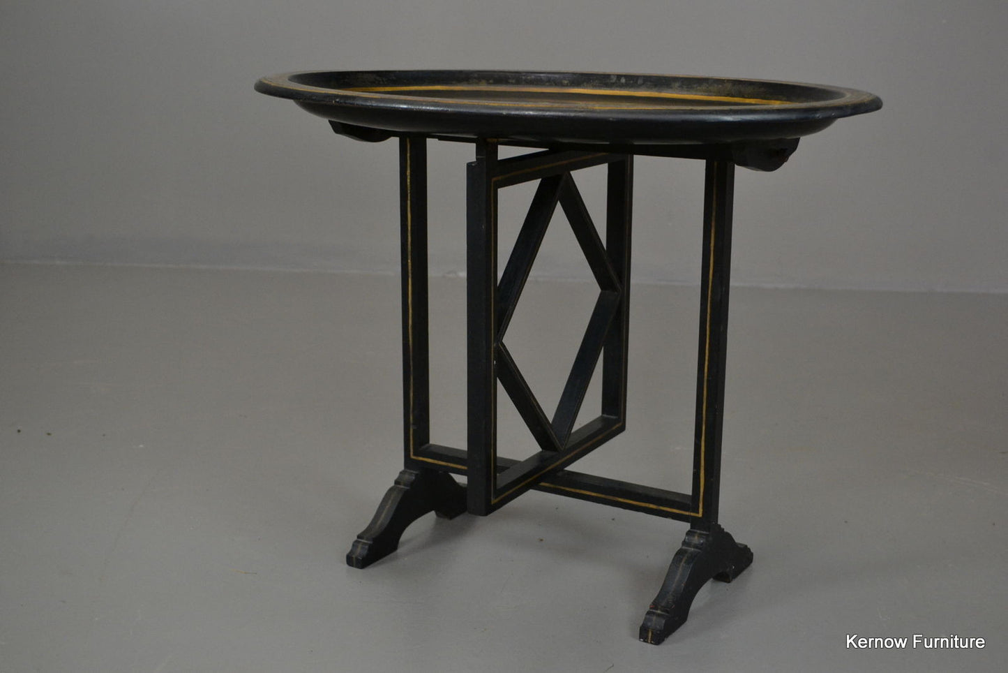 Black & Gold Antique Style Tilt Top Side Table - Kernow Furniture