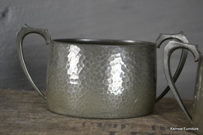 Hammered Pewter Small Jug & Sugr Bowl - Kernow Furniture