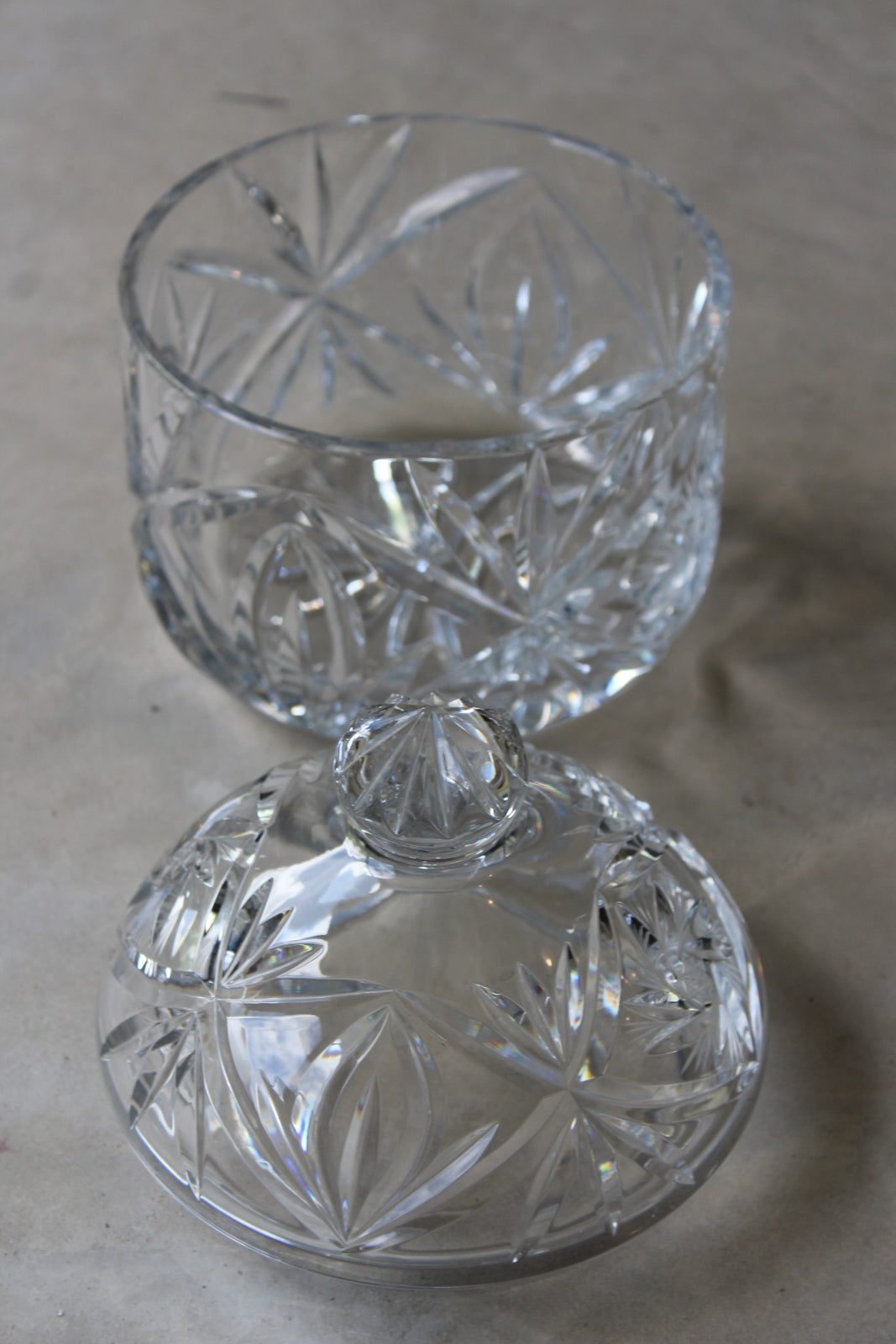 Large Cut Glass Pot & Lid - Kernow Furniture