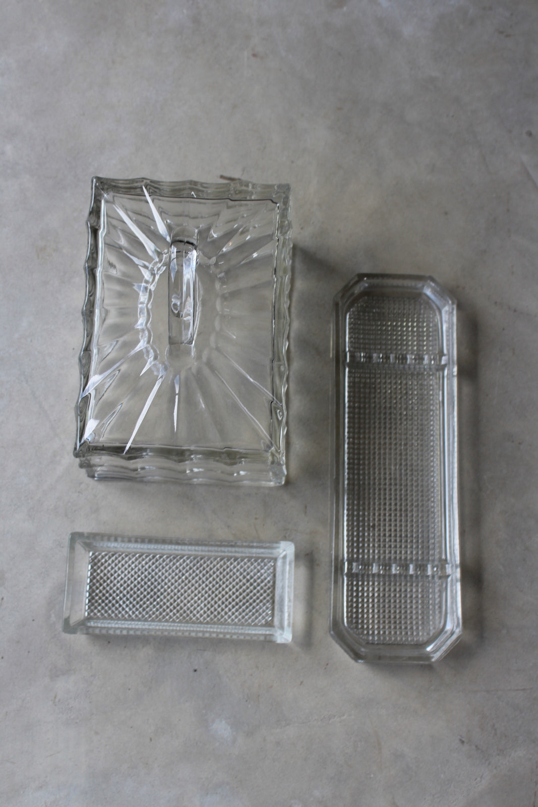 Glass Butter Dish Lid & 2 Shallow Trays - Kernow Furniture