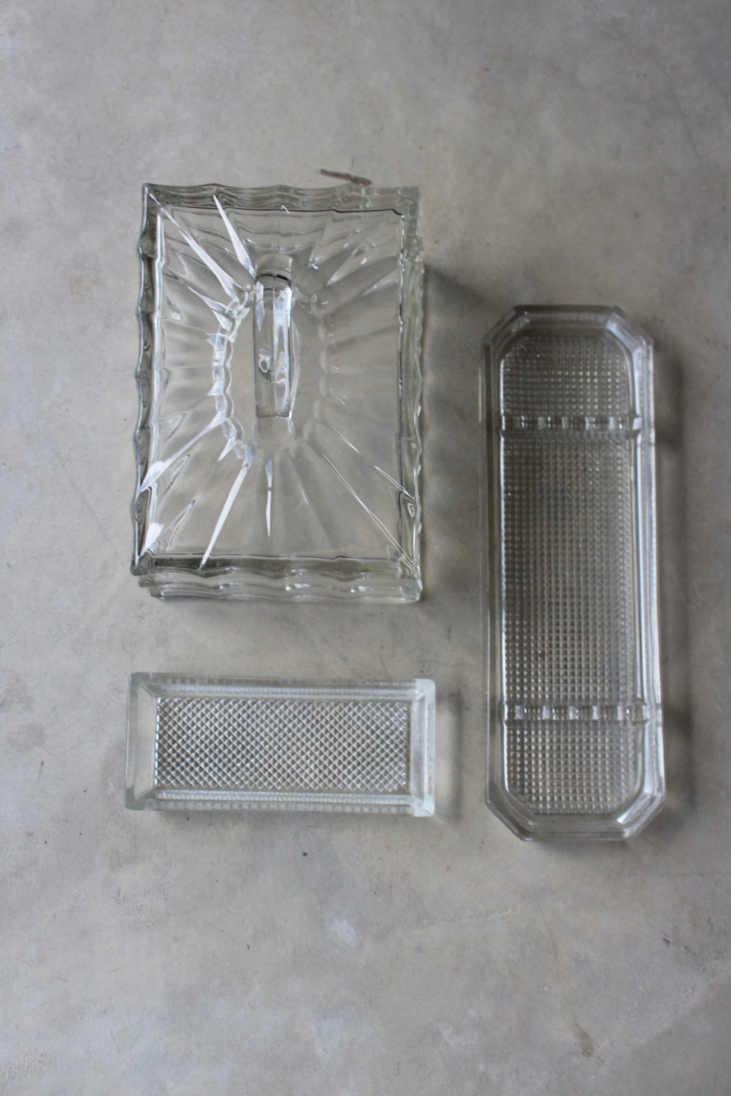 Glass Butter Dish Lid & 2 Shallow Trays - Kernow Furniture