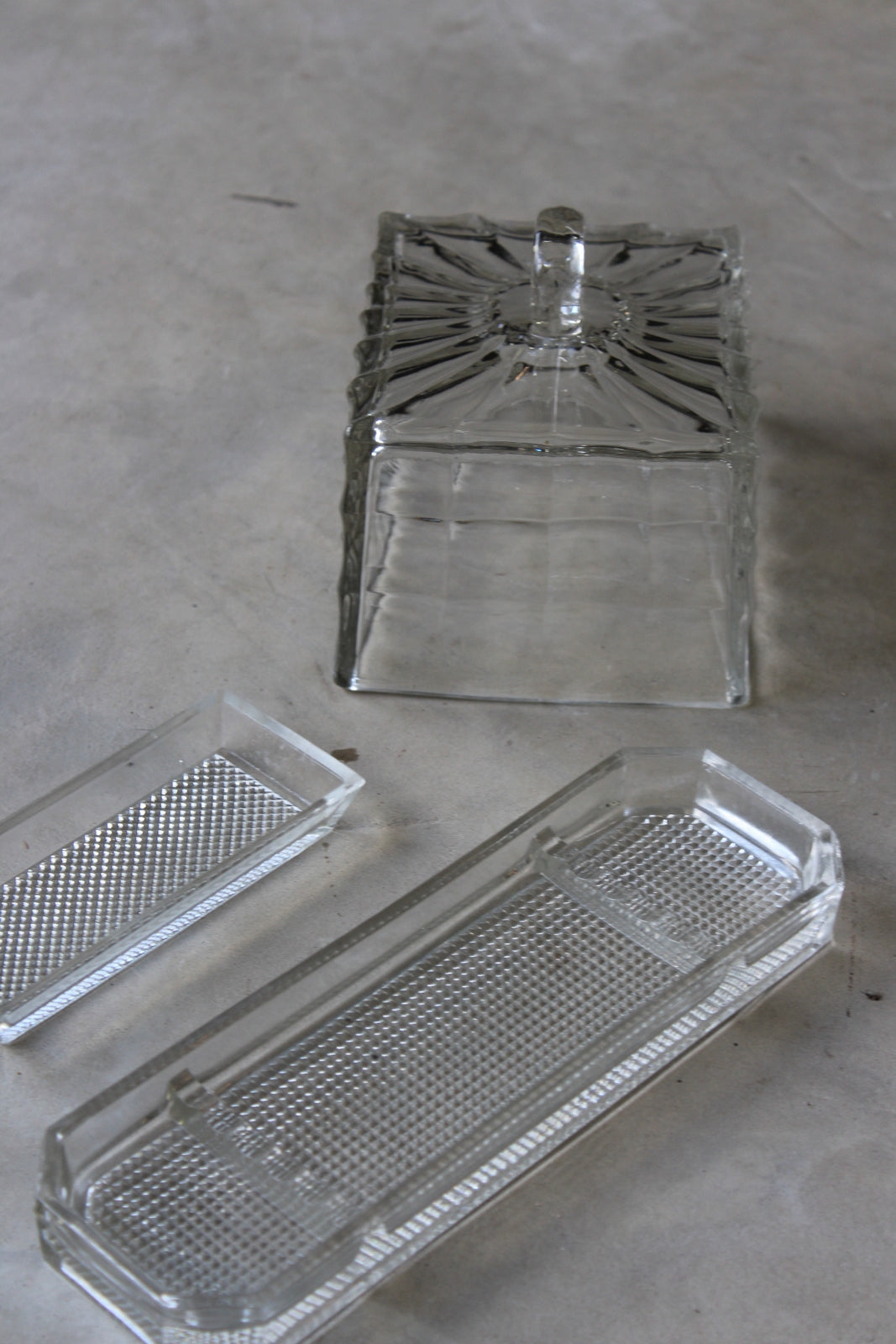 Glass Butter Dish Lid & 2 Shallow Trays - Kernow Furniture