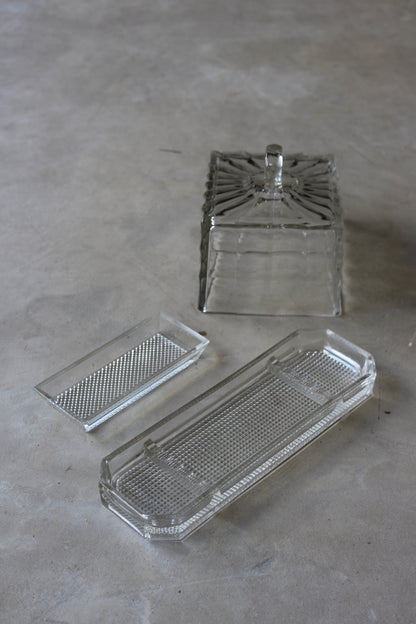 Glass Butter Dish Lid & 2 Shallow Trays - Kernow Furniture