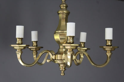 Brass 5 Arm Chandelier - Kernow Furniture