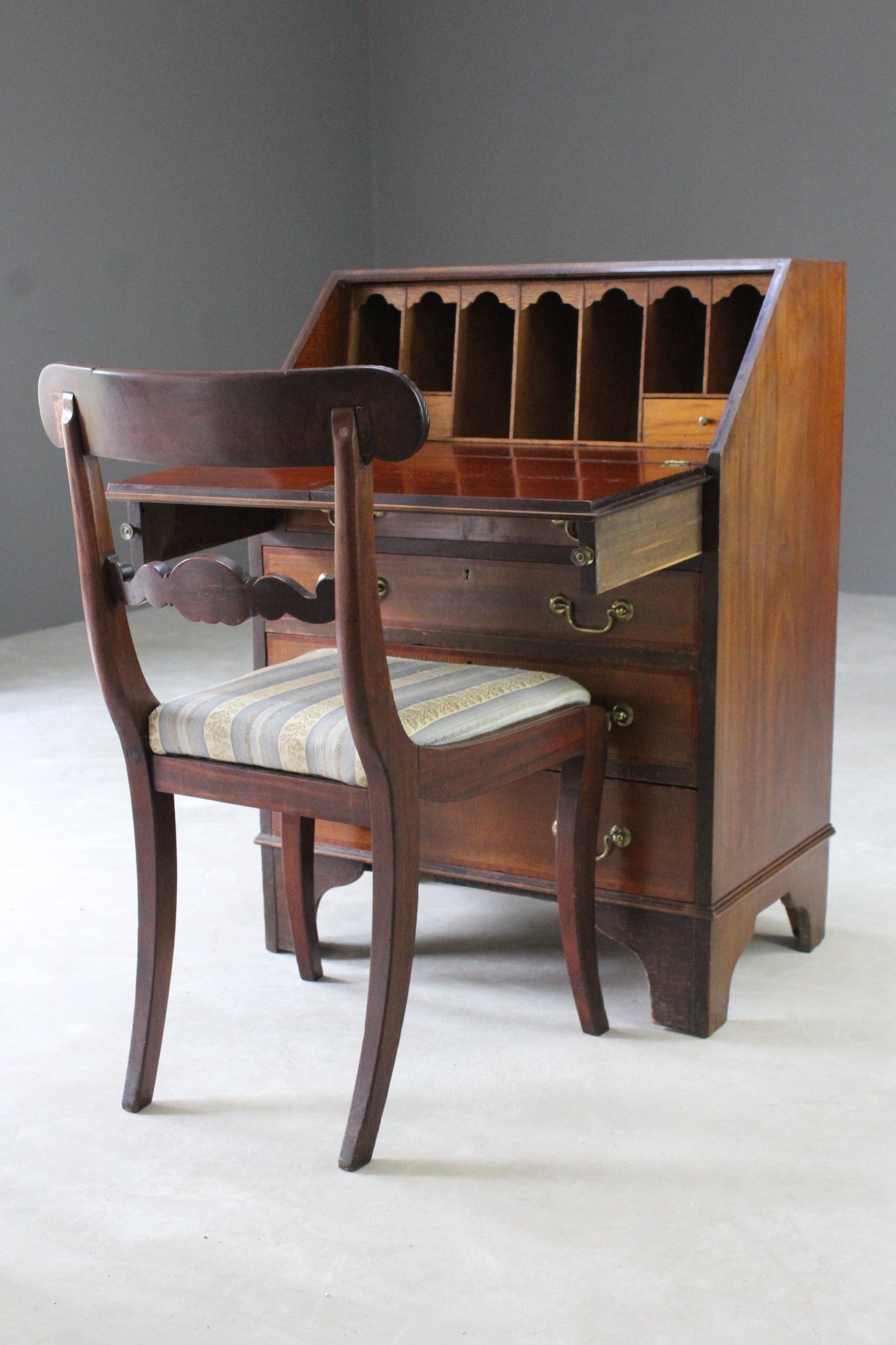 Antique Mahogany Writing Bureau - Kernow Furniture