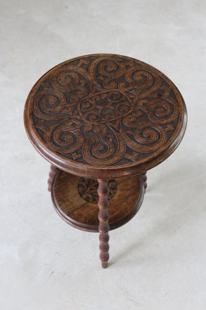 Small Carved Side Table - Kernow Furniture