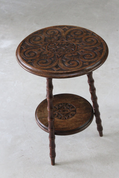 Small Carved Side Table - Kernow Furniture