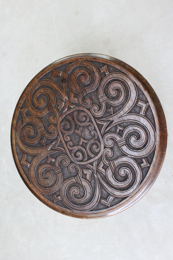 Small Carved Side Table - Kernow Furniture