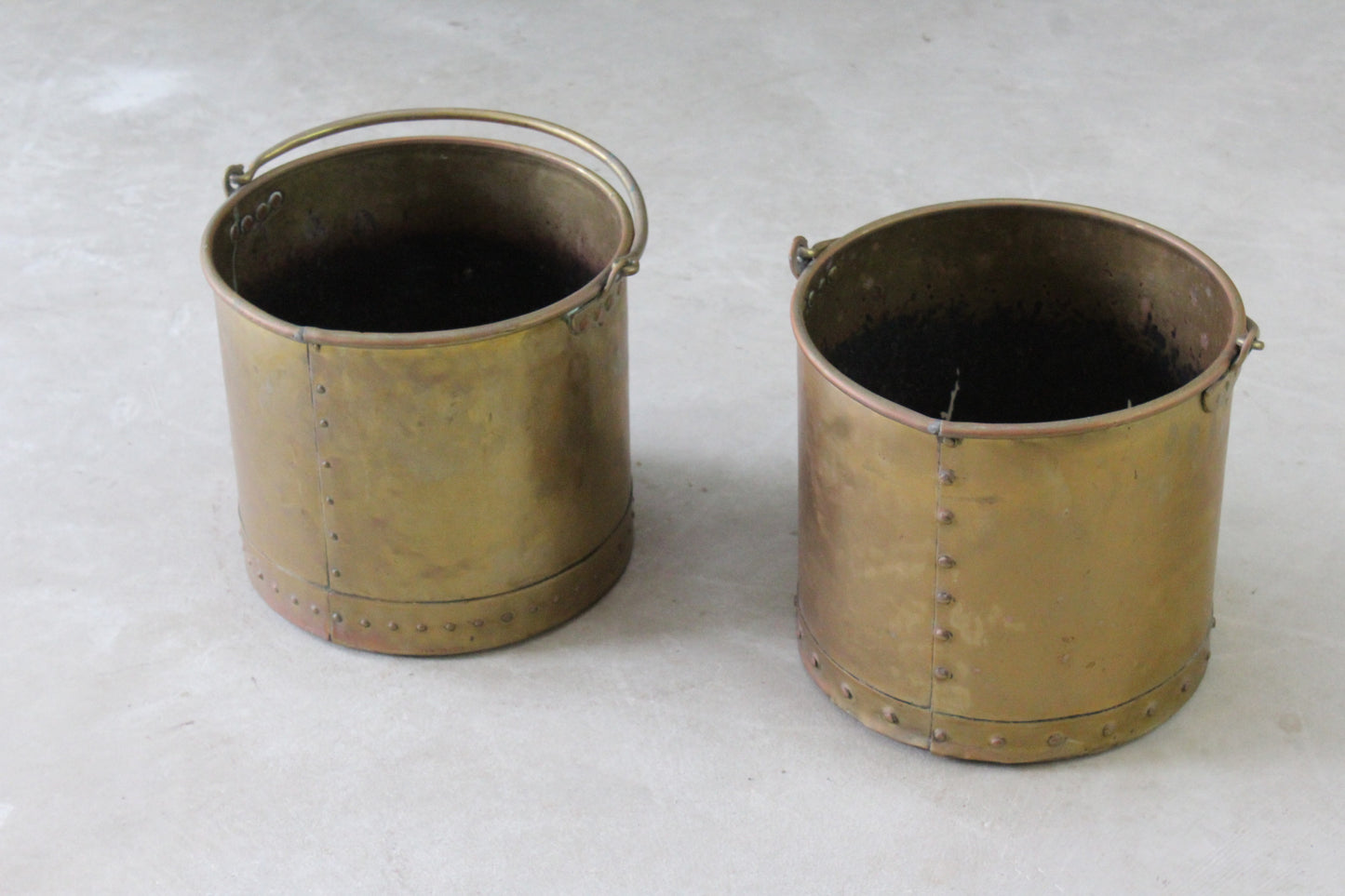 Pair Brass Coal Buckets - Kernow Furniture