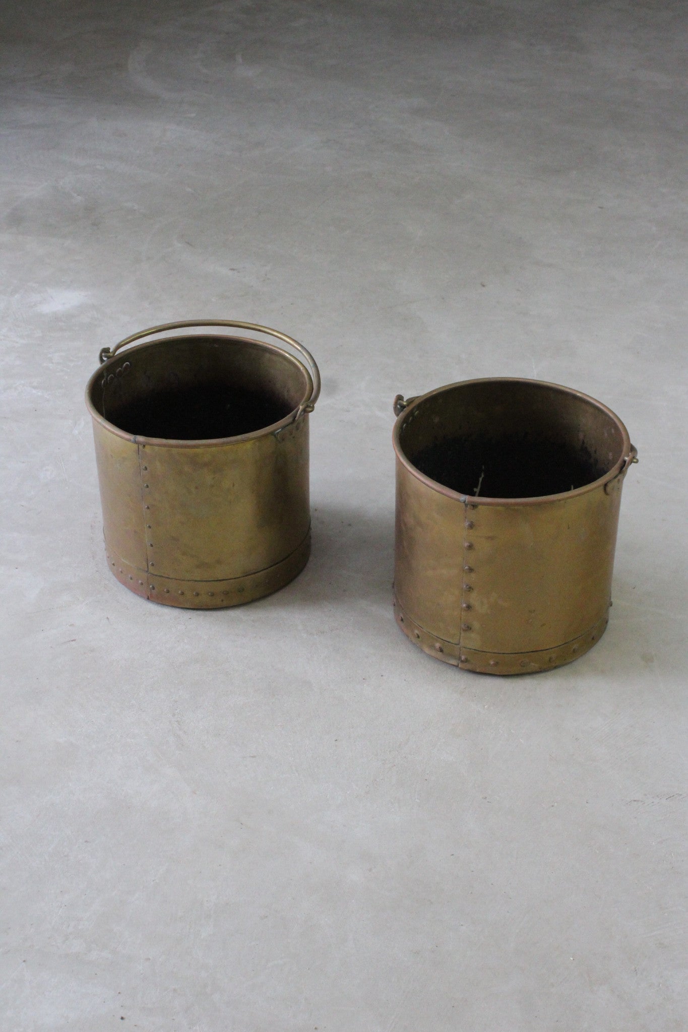 Pair Brass Coal Buckets - Kernow Furniture