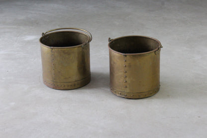 Pair Brass Coal Buckets - Kernow Furniture