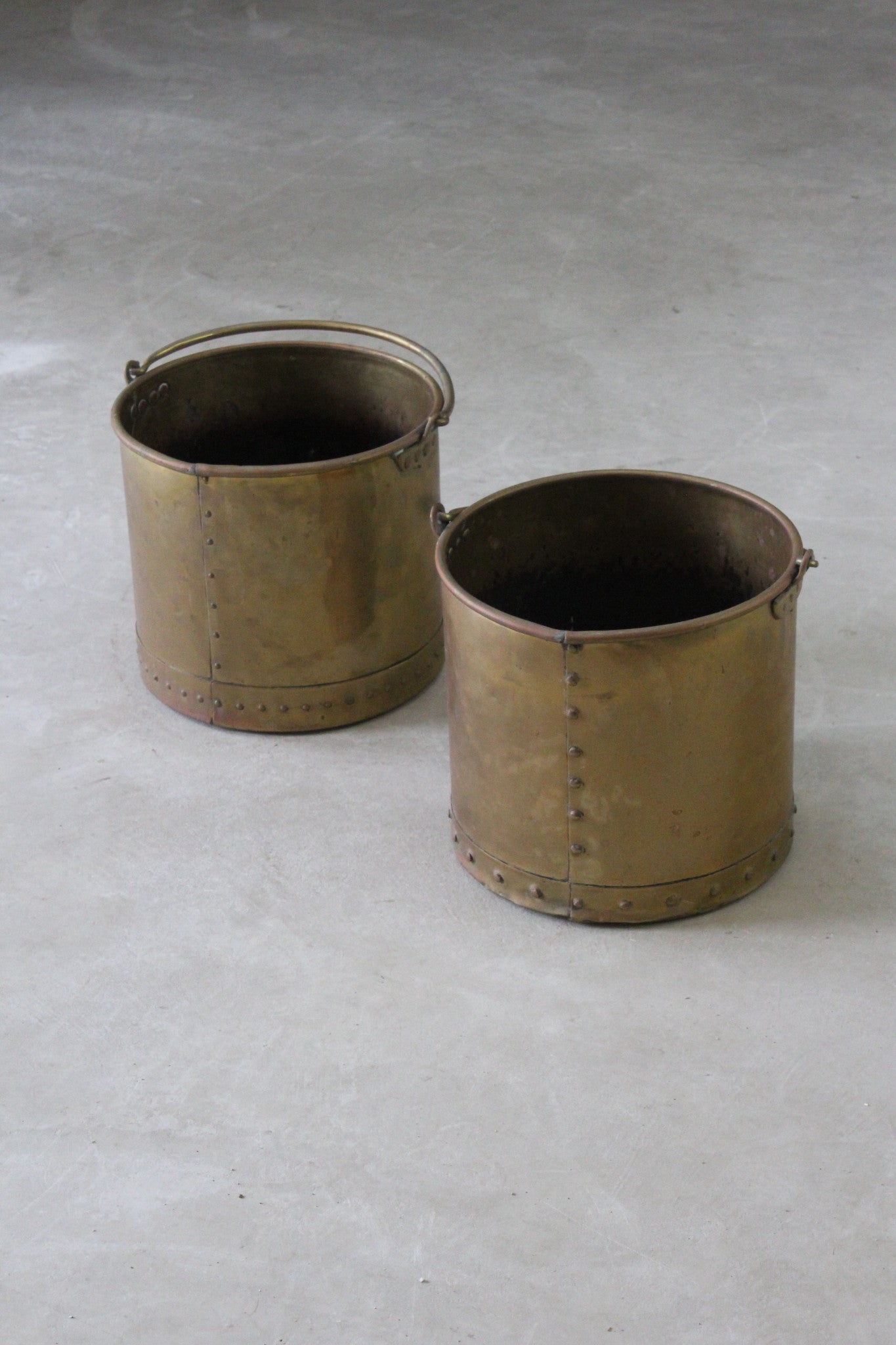 Pair Brass Coal Buckets - Kernow Furniture