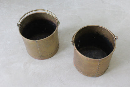 Pair Brass Coal Buckets - Kernow Furniture