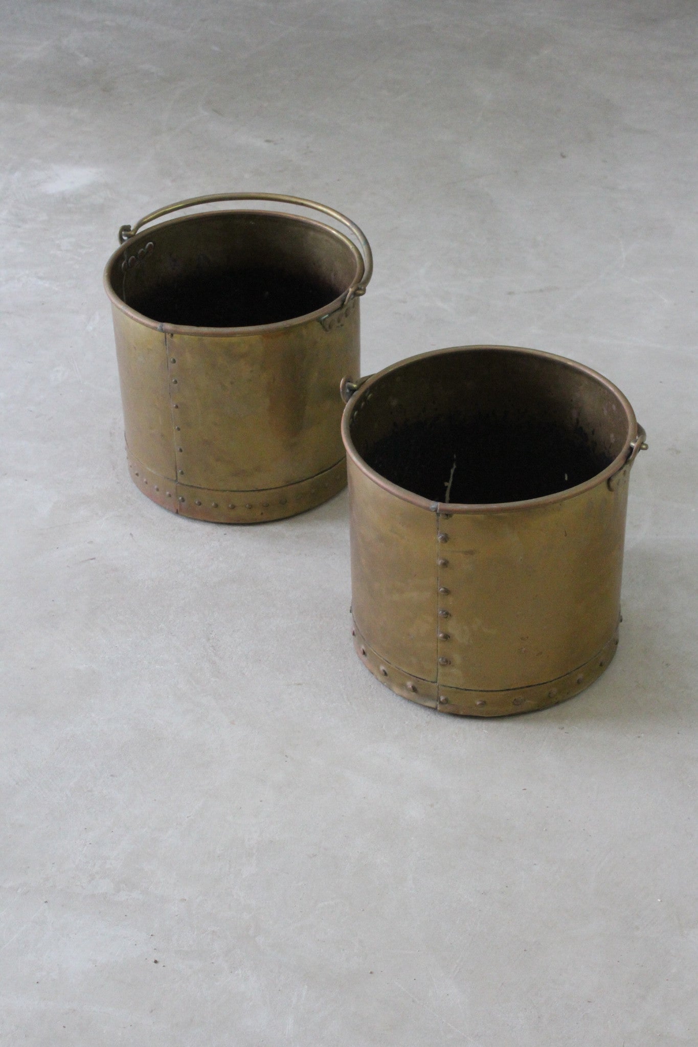 Pair Brass Coal Buckets - Kernow Furniture